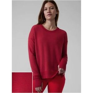 ATHLETA Coaster Luxe Stripe Red Sweatshirt